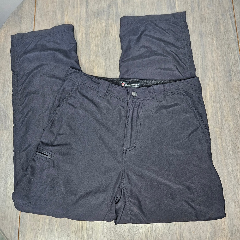 SCOTTeVEST‎ Mens 32x30 Convertible Hiking Pants Zip Off Travel Black Nylon